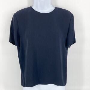 EMANUEL Emanuel Ungaro Women's Navy Blue Short Sleeve Tonal Bias Stripe Size 4